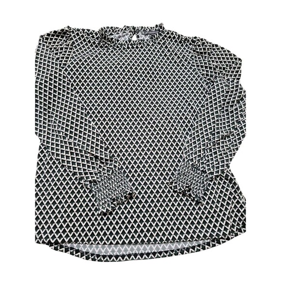 Adrianna Papell S Black Green Gray Stretch Pullover Long Sleeve Ruffle EUC G16 - Picture 10 of 12